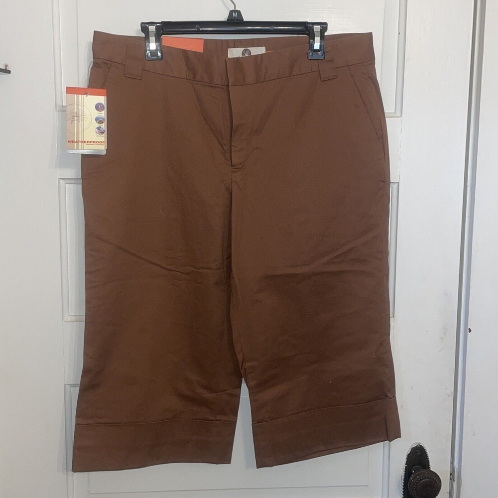 NWT Weatherproof Size 12‎ Long Shorts Brown Knee Length Cuffed